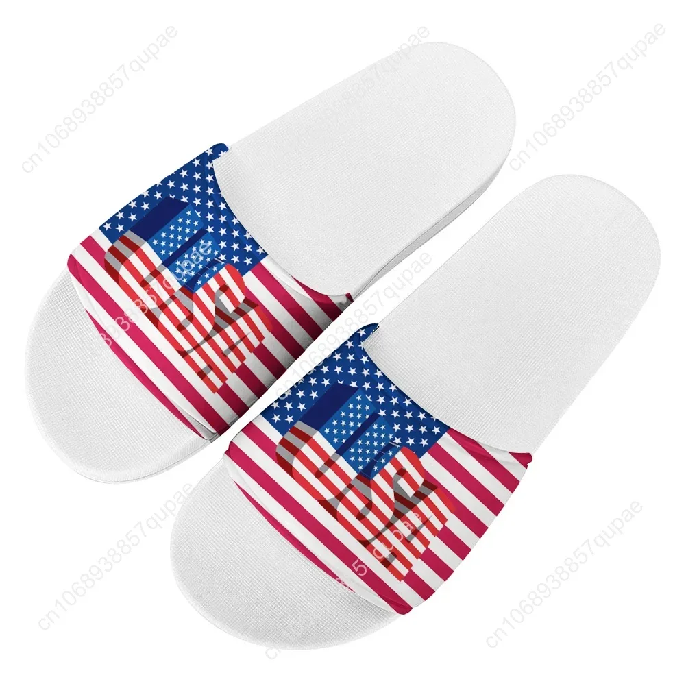 USA Flag America Red Blue White Slippers Home Water Shoes Women Teenagers Beach Pool Sandals Custom Made Comfort Summer Slipper
