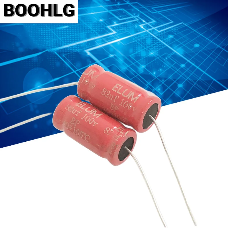 

5PCS original ELUM audio speaker audio frequency division axial non-polar electrolytic capacitor 100v 82uf 13X26mm