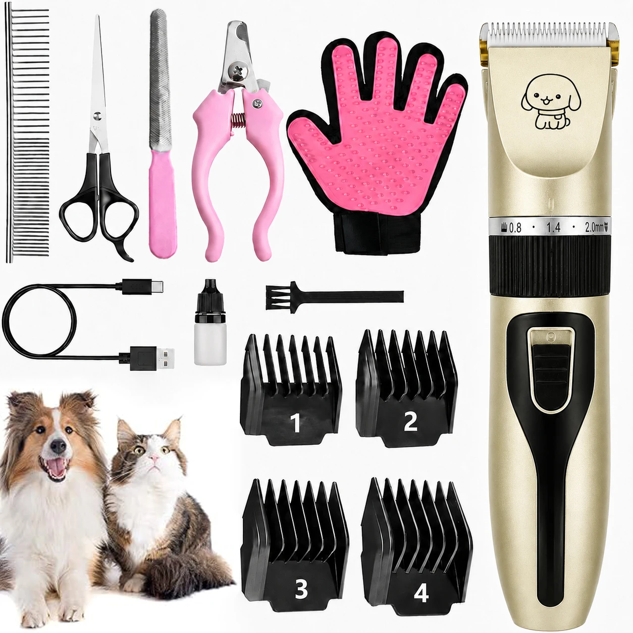 Electric Pet Clipper Grooming Kit For Dogs Reachageable Trimmer Haircut Cat Hair Cutting Remover Professional Machine Set