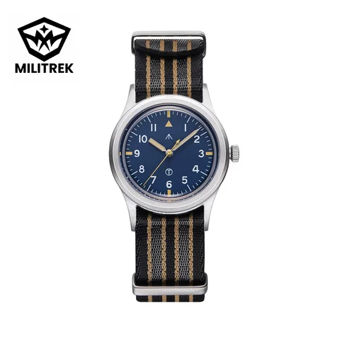 Militrek MT9003 36mm Men's Quartz Watch Blue Dial Luminous 100M Waterproof Stainless Steel G10 Nylon Strap Military Field Style