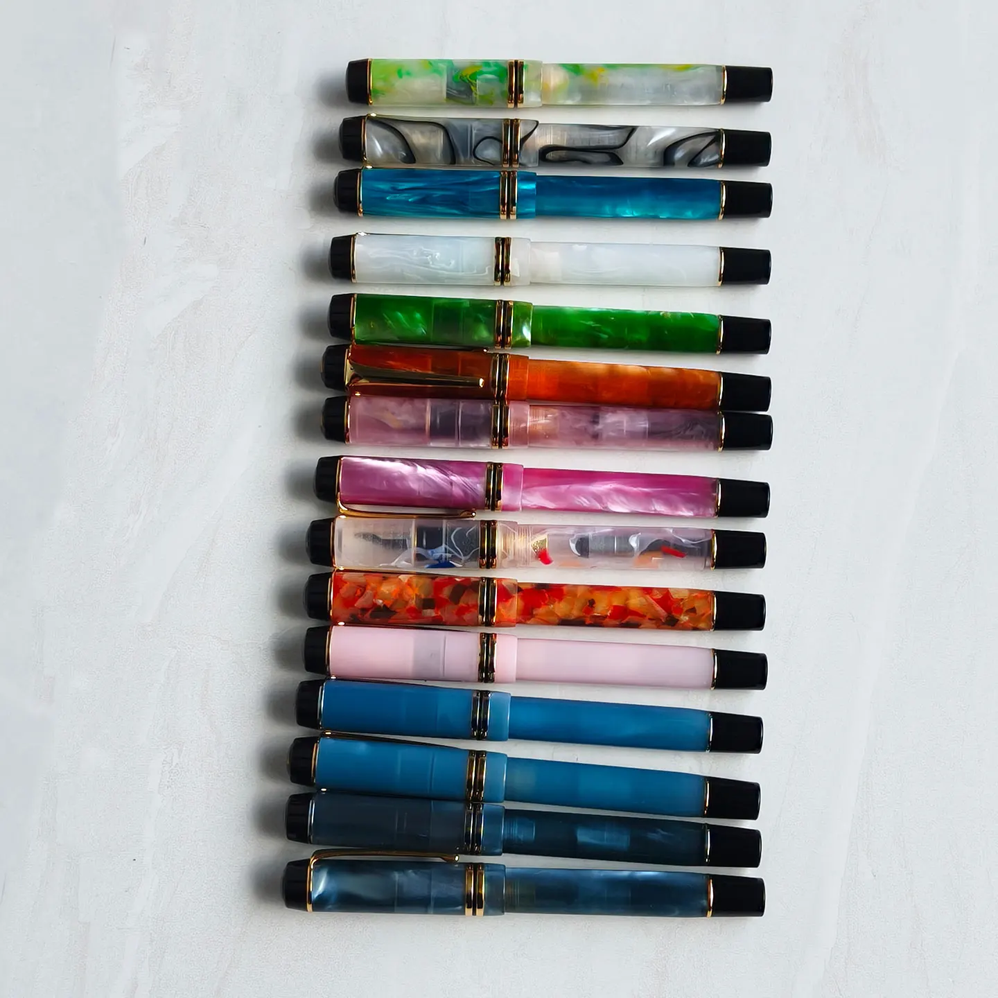 Kaigelu 316 Acrylic Fountain Pen F Nib Blue Brown White Marble Amber Pattern Ink Pen Writing Gift For Students Office Business