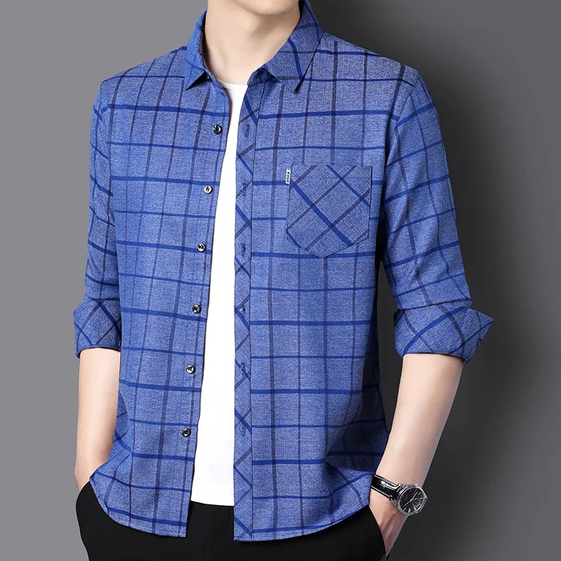 Shangxin men's casual long-sleeved shirt business Joker fashion shirt luxury high-end good quality POIO cardigan. tshirt shirt