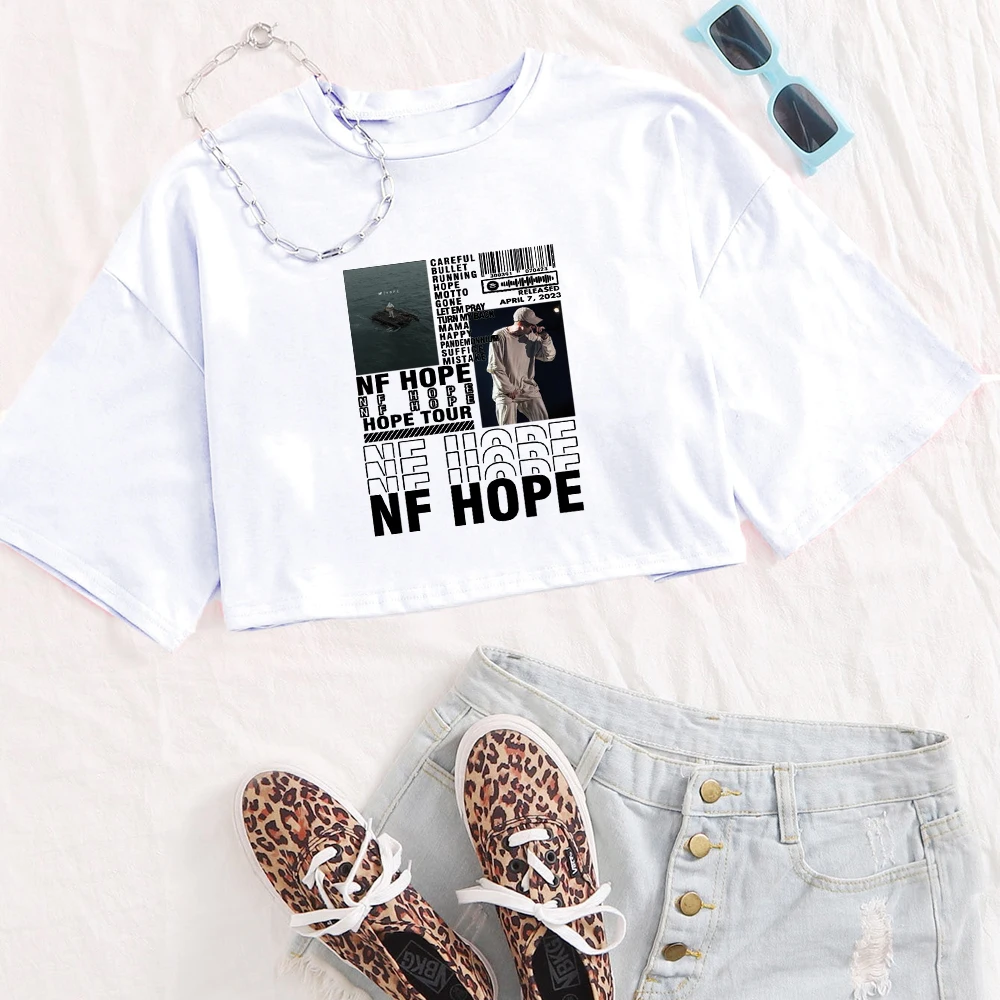 NF Hope Tour 2024 Shirt Tops O-Neck Short Sleeves Super-short Casual Fans Gift Regular Girls Clothing Printing