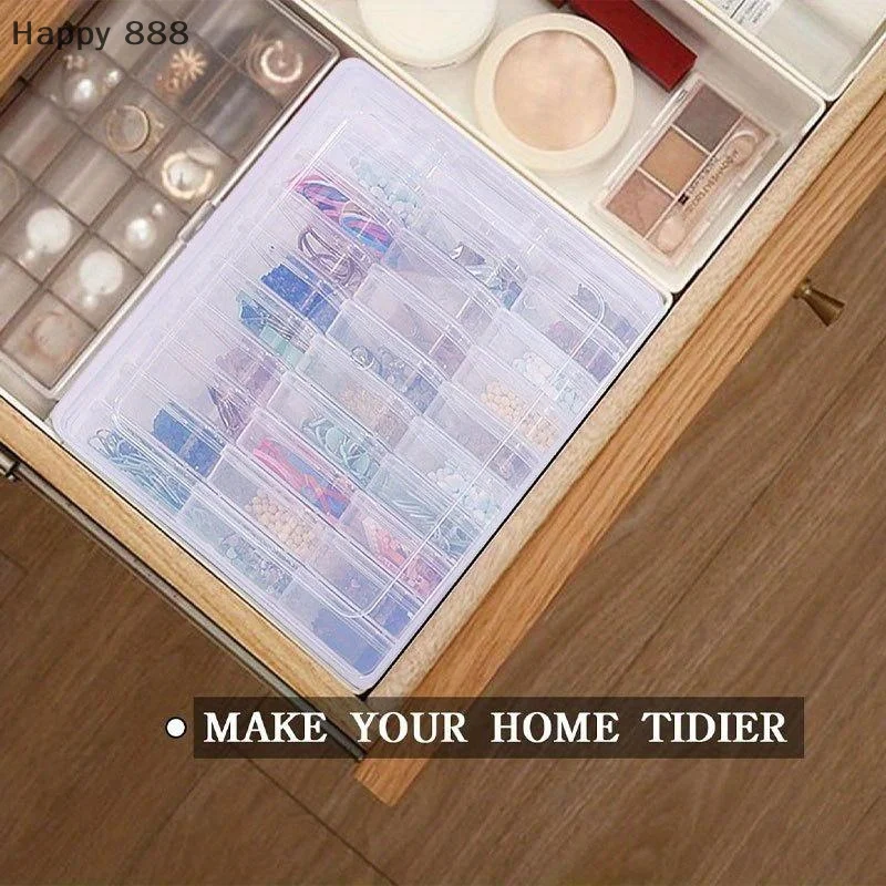 Мини-прозрачная коробка для хранения ювелирных изделий с 30 сетками — органайзер «сделай сам» для серег, колец, бусин и аксессуаров для рукоделия