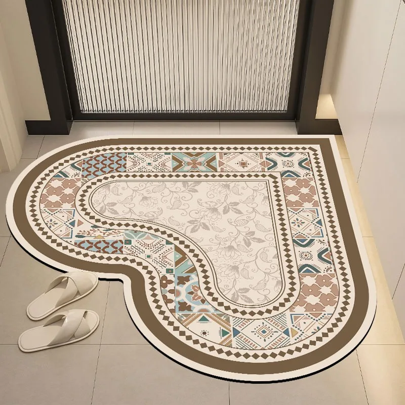 

Bathroom Floor Mat Water-absorbing Oil-proof Non-slip Rugs Diatom Mud Toilet Entrance Foot Mats Irregular Heart-shaped Carpet