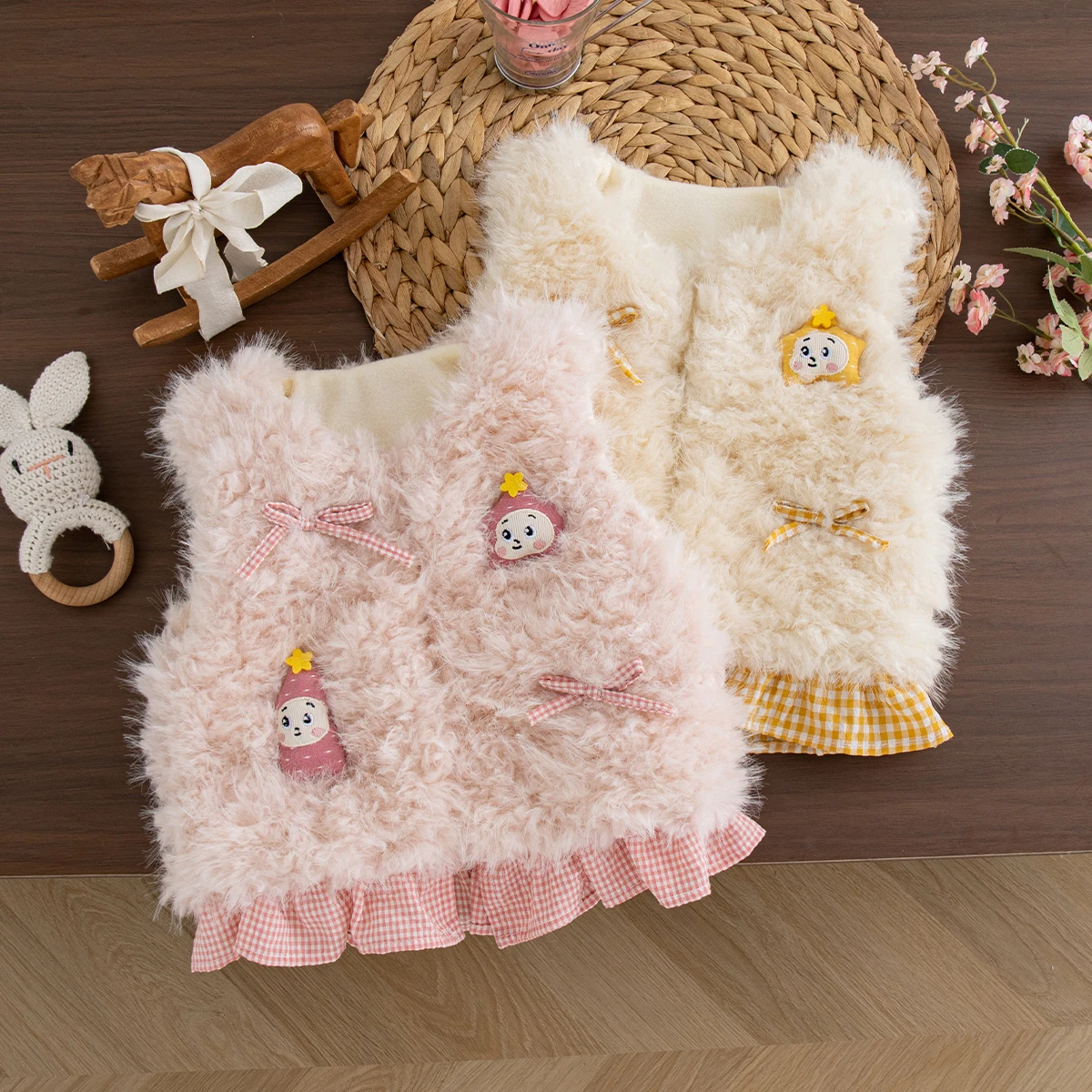 Winter New Baby Girl Vest Fleece Warm Coat Sleeveless Sweet Cute Baby Girl Daily Casual Wear Baby Clothing 9 Months - 4 Years