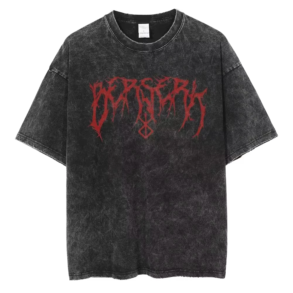 Unisex Vintage Acid Wash Dark Symbol Graphic T-Shirt Gothic Punk Oversized Loose Cotton Short Sleeve Y2K Streetwear Tee