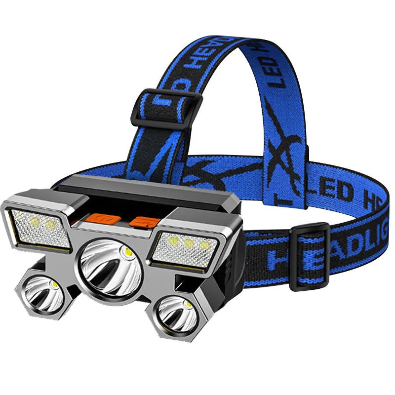USB Rechargeable Headlamp Portable 5LED Headlight Built-in Battery Torch Portable Working Light Fishing Camping Head Light