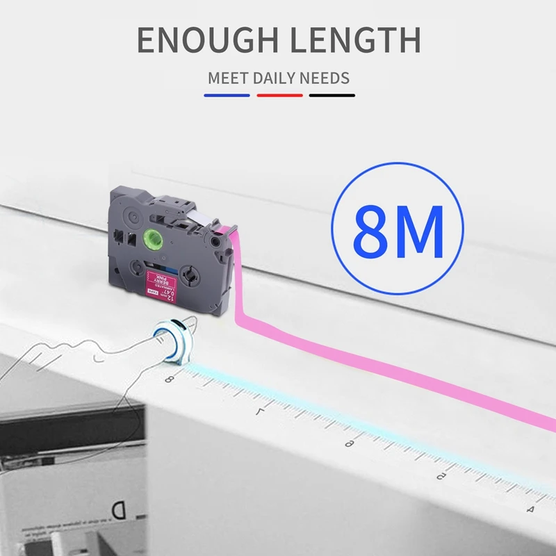 Compatible Label Tape Replacement For P-Touch 12Mm 1/2 Inch Laminated (Berry Pink/Pink/Purple/Blue/White) For Brother Label Mark