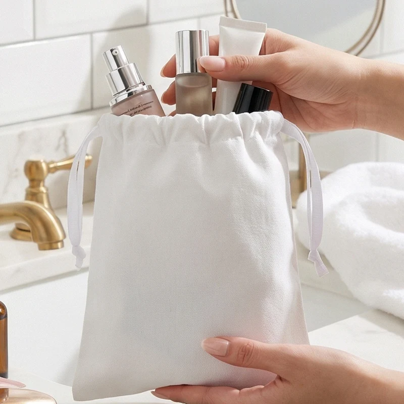Custom Eco-Friendly Organic Cotton Canvas Drawstring Bag with Logo Printed Reusable Muslin Gift Pouch for Packaging