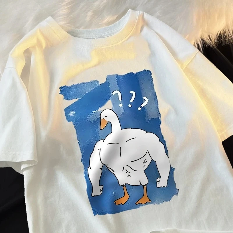 No One Is Stronger Than Me - Big White Duck T-shirt, Women's Casual Summer TopY2K Fashionable T-shirt Graphic Summer Streetwear