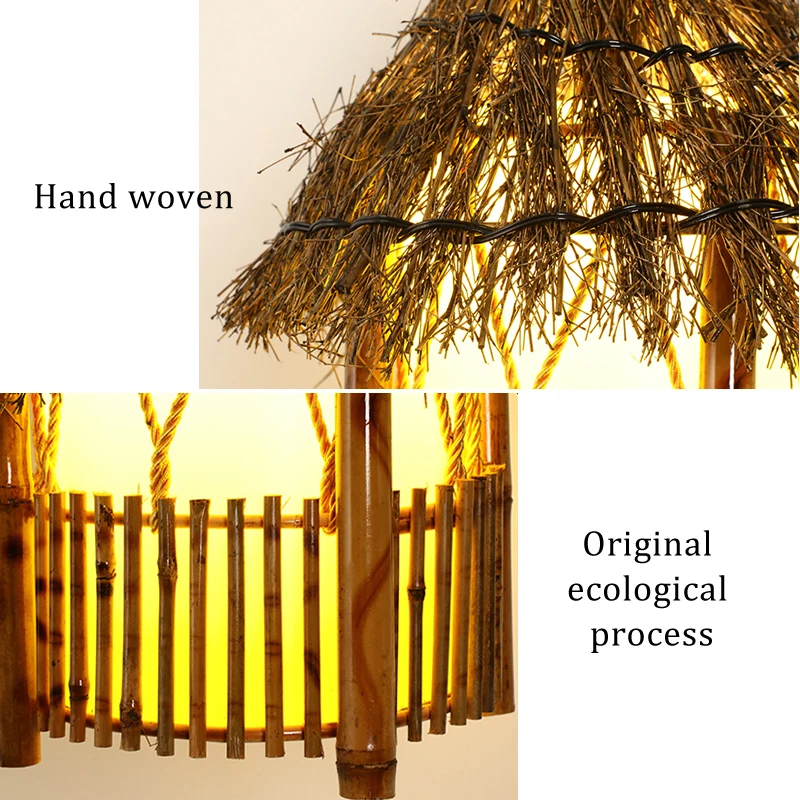 Southeast Asian Grass Vine Bamboo Woven Chandelier Creative Personalized Retro Restaurant Balcony Corridor Courtyard Bamboo Lamp