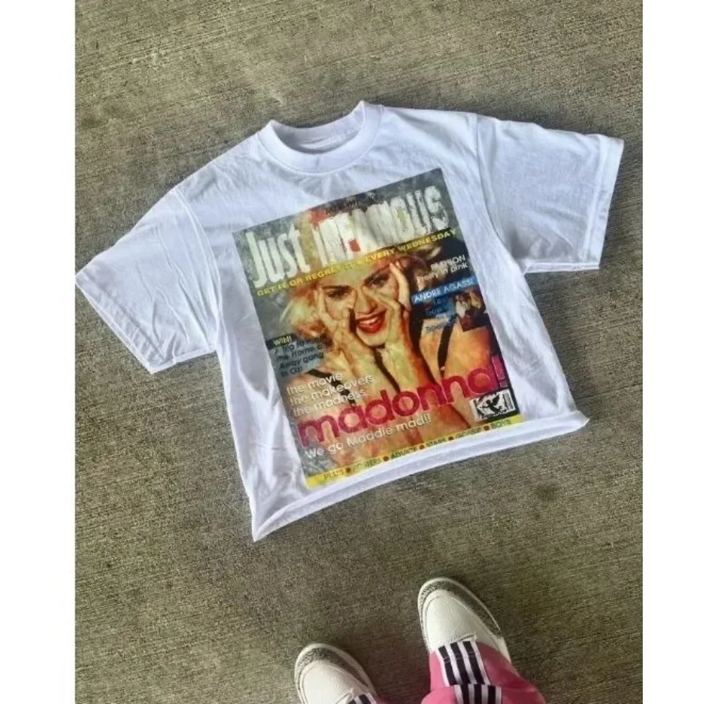Vintage Newspaper Magazine Graphic Printed T‑Shirt Summer Y2K Fashion Hip Hop Streetwear Tee Short Sleeve Casual Tops for Unisex