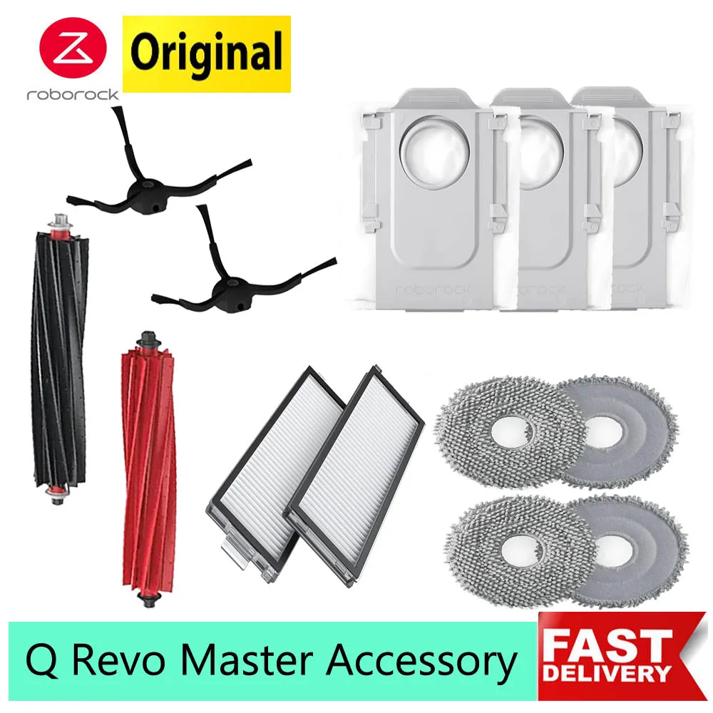 Original Roborock Q Revo Master Robot Spare Parts Main Brush Washable Filter Mop Cloth Dust Bag Side Brush Accessory Optional