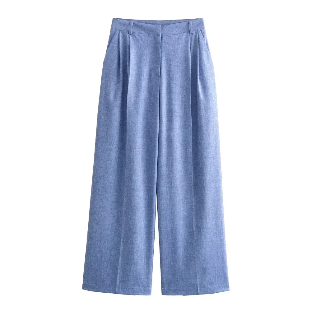 Abiti da donna in lino 2 pezzi Moda quotidiana Abiti da spiaggia casual Estate Doppiopetto con risvolto a punta Set di pantaloni solidi (giacca +