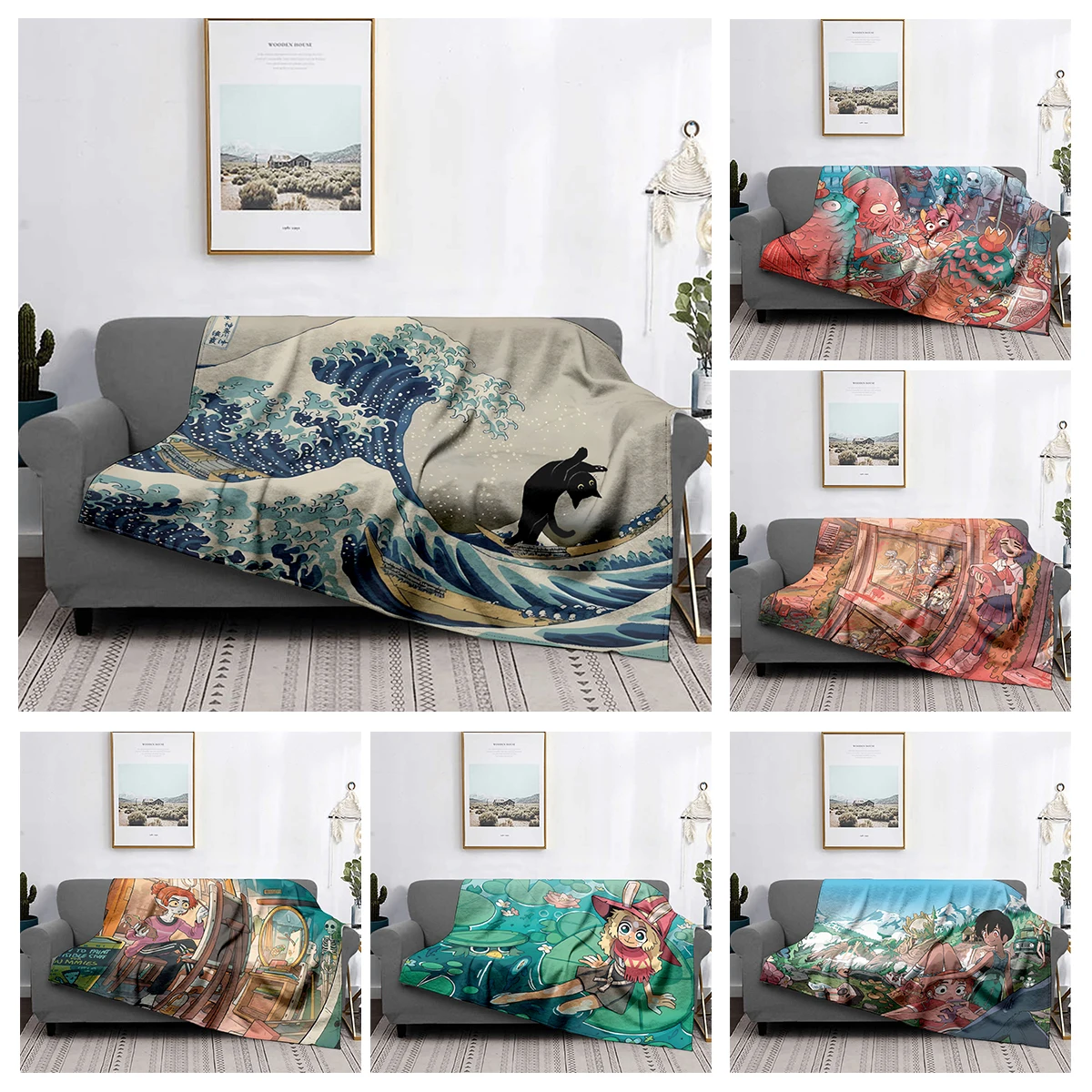 

Home decoration plush Sofa blanket Colorful Animal Bedspread on the bed anime fluffy soft blankets thick blanket for winte