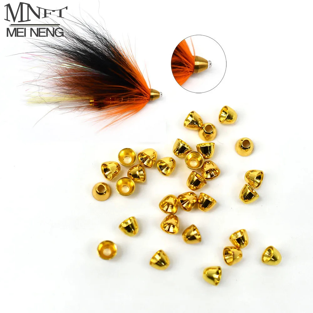 MNFT 24Pcs 4MM Golden/Silver Brass Cone Heads for Fishing Fly Tying