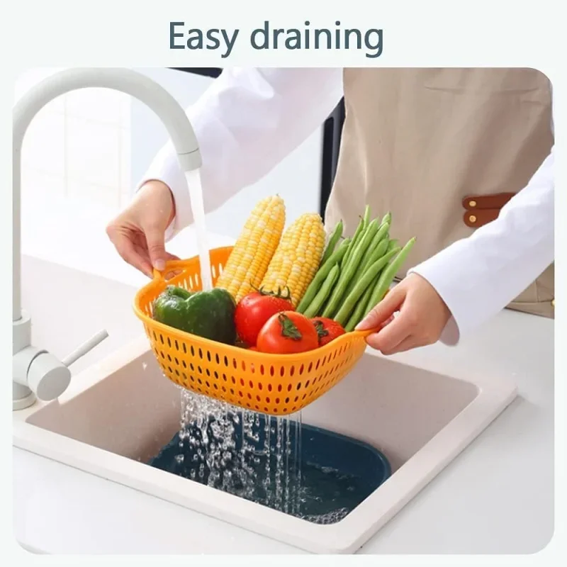 Reusable Kitchen Sink Vegetable Drainer Fruit Basket for Fruit Washing Plastic Basin Vegetable Washing Basin Drain Basket Basin view 4