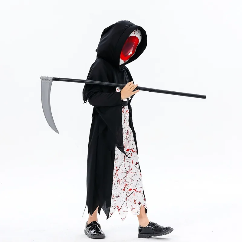 Nieuwe Aankomst Halloween Reaper Cosplay Kostuum Duivelse Oog Cos Jumpsuit Kids Podiumoutfits Jongens Meisjes Carnavalsfeest