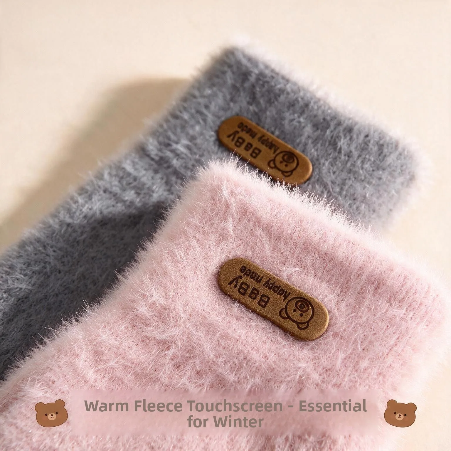 Thickened Fleece Winter Gloves for Women Warm Windproof Touchscreen Compatible Cycling Gloves All-Match Fingered Mittens