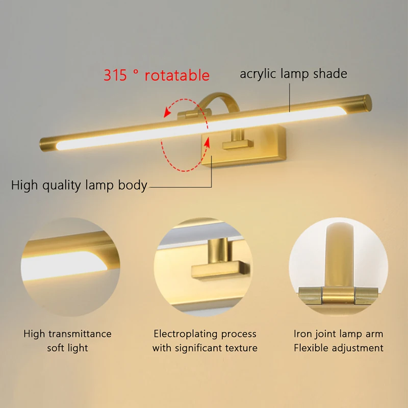 New LED mirror headlights gallery lighting modern and minimalist bathroom bathroom washbasin makeup mirror lighting wall light