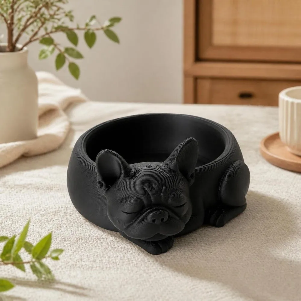 3D Printed Succulent Flower Pot Ornaments Funny Puppy Figurine Desktop Decor Creative Bulldog Plant Pot Office