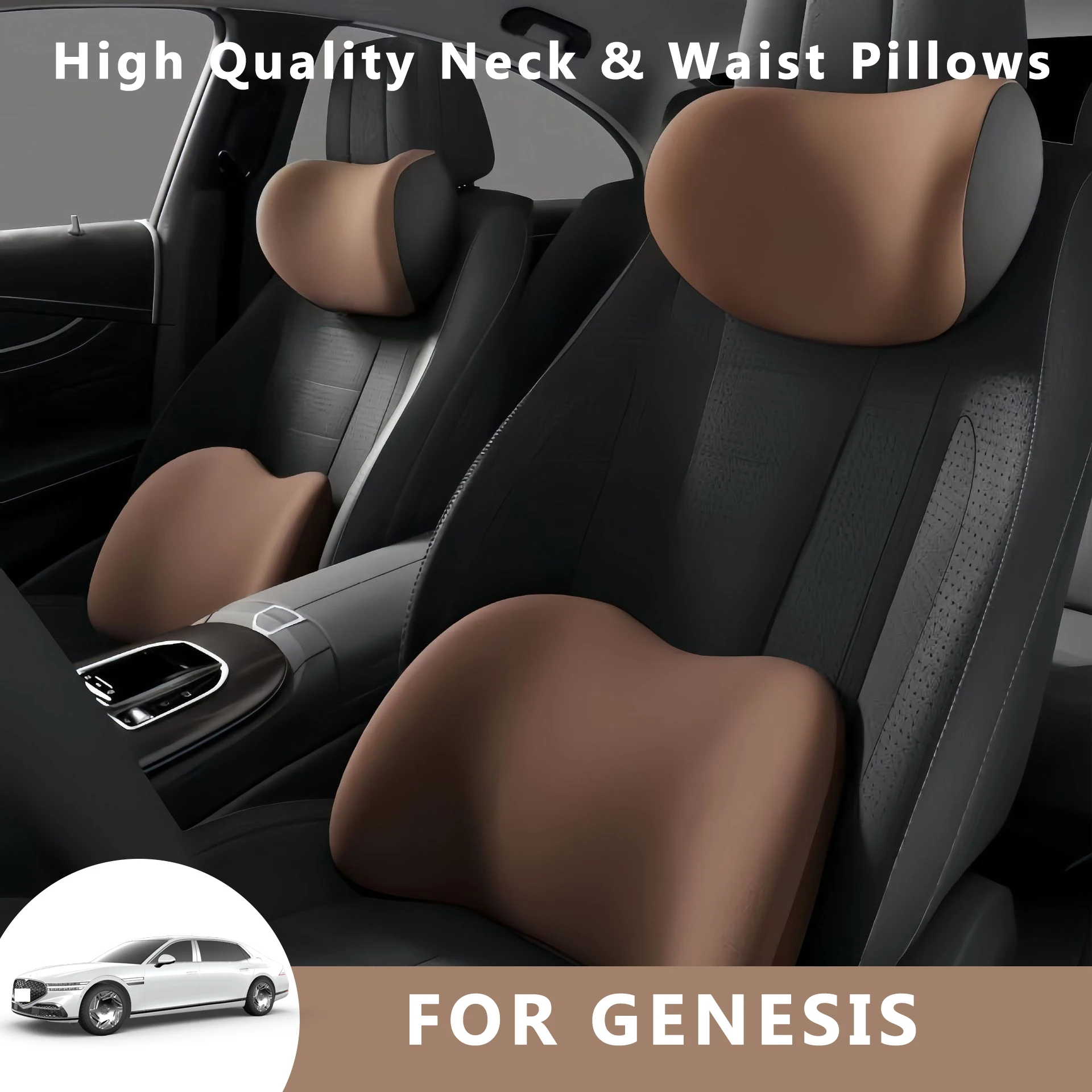 

Car Neck Pilow Protector Auto Seat Headrest Soft Waist Cushion Neck Cushion Backrest Lumbar Support for GENESIS G70 G80 G90 GV60