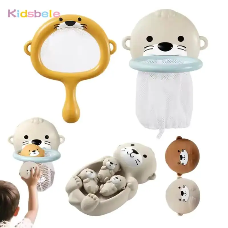 Juego de juguetes flotantes de baloncesto para baño de bebé, juego educativo de agua con red de succión de aro y bolas de animales, juguetes acuáticos divertidos para niños pequeños