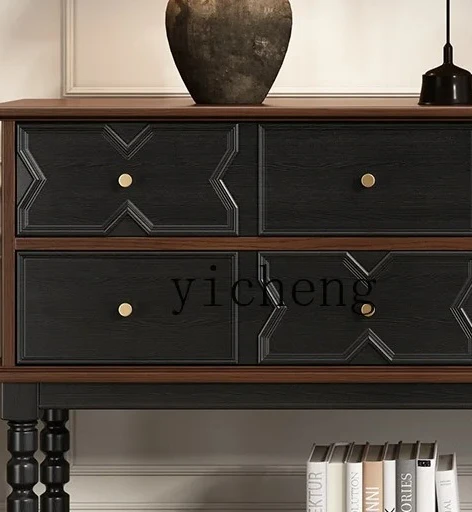 

zz Solid Wood Entryway Cabinet Living Room Hallway Vintage Style Chest of Drawers Partition Cabinet