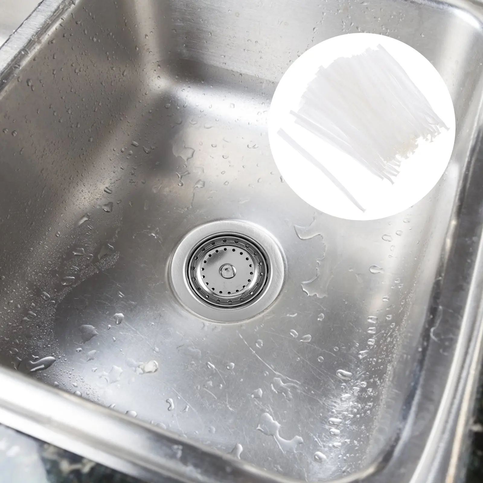 

100 шт. одноразовых сетчатых мешков-фильтров для раковины, улавливающих пищевые отходы, с эластичным краем, предотвращающим засоры в сливе