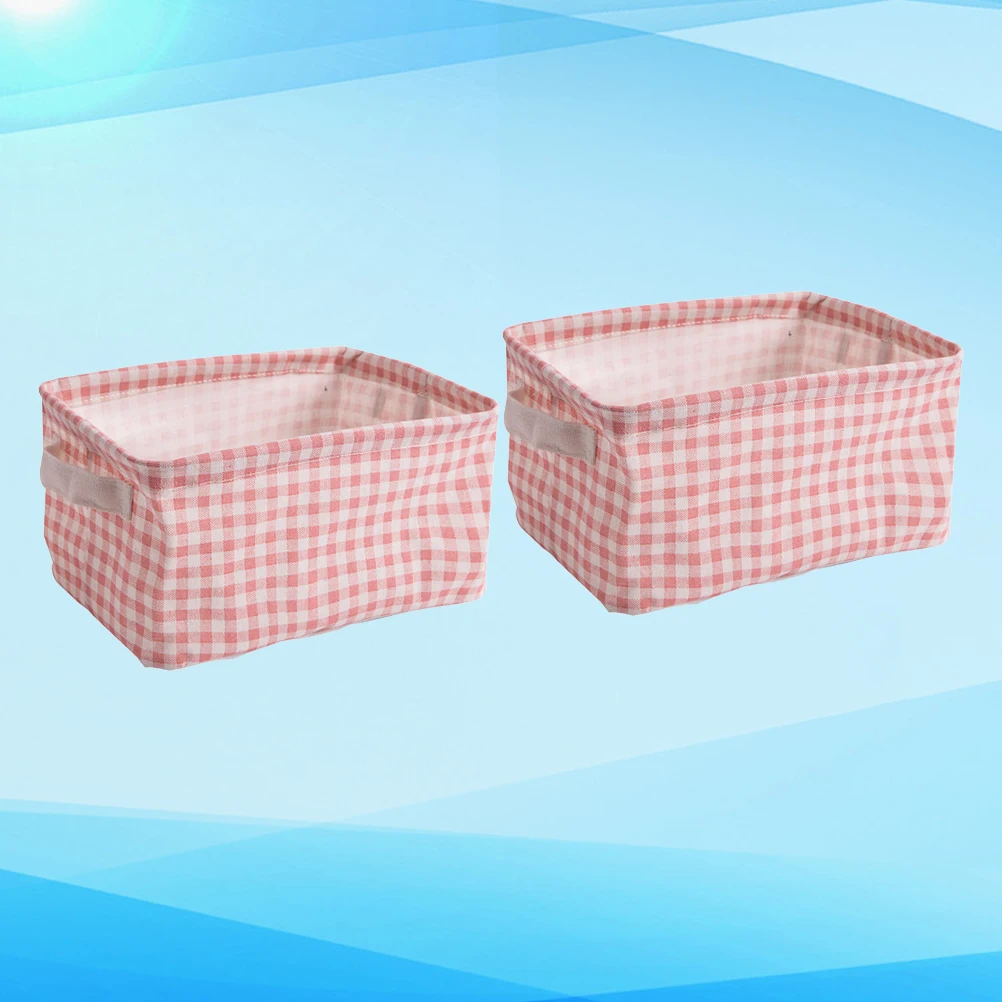 

2Pcs Storage Desk ganizers Cloth Linen Basket Large Fabric Cubes Art Holder Office Box Container Storage