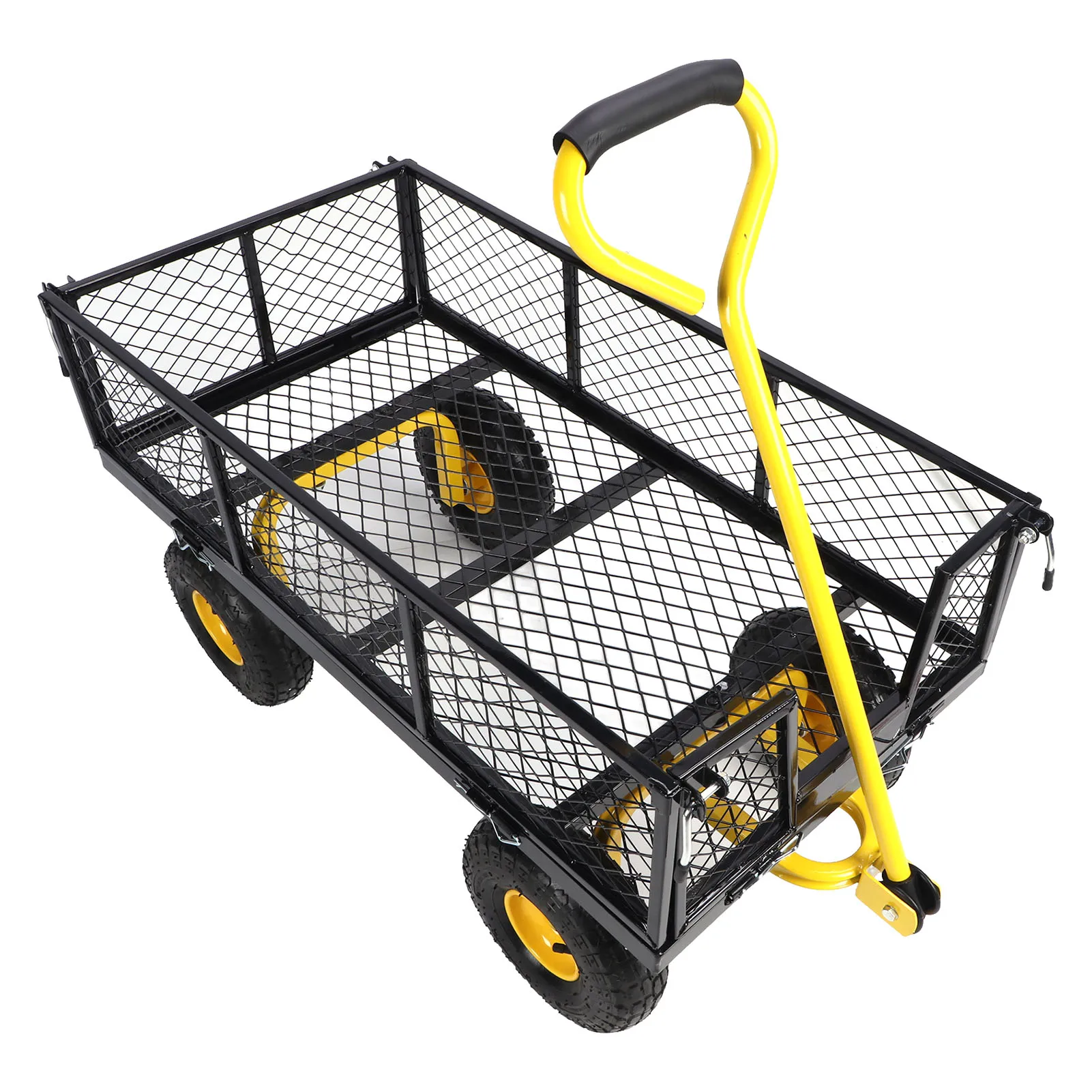 

Garden Mesh Cart 900lbs Load Bearing Side Detachable Steel Beach Garden Wagon with 10 Inch Tires for Warehouse Courtyard Farms