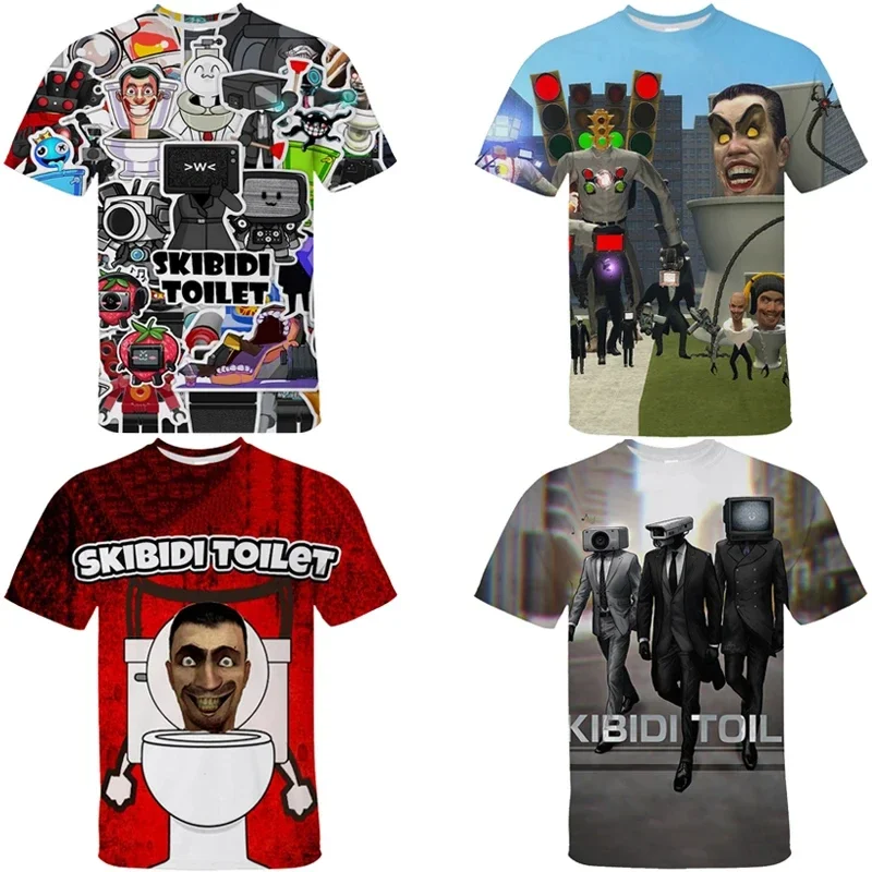 3D Funny Skibidi Toilet Printing T Shirt Cartoon Camera Graphic T-shirts For Men Kid Fashion Streetwear Short Sleeve Clothes Top