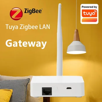 Tuya Zigbeeスマートハブ、有線接続、アプリのリモートコントロール用ゲートウェイブリッジ、ネットワークケーブルソケット、alexaおよびGoogleで動作