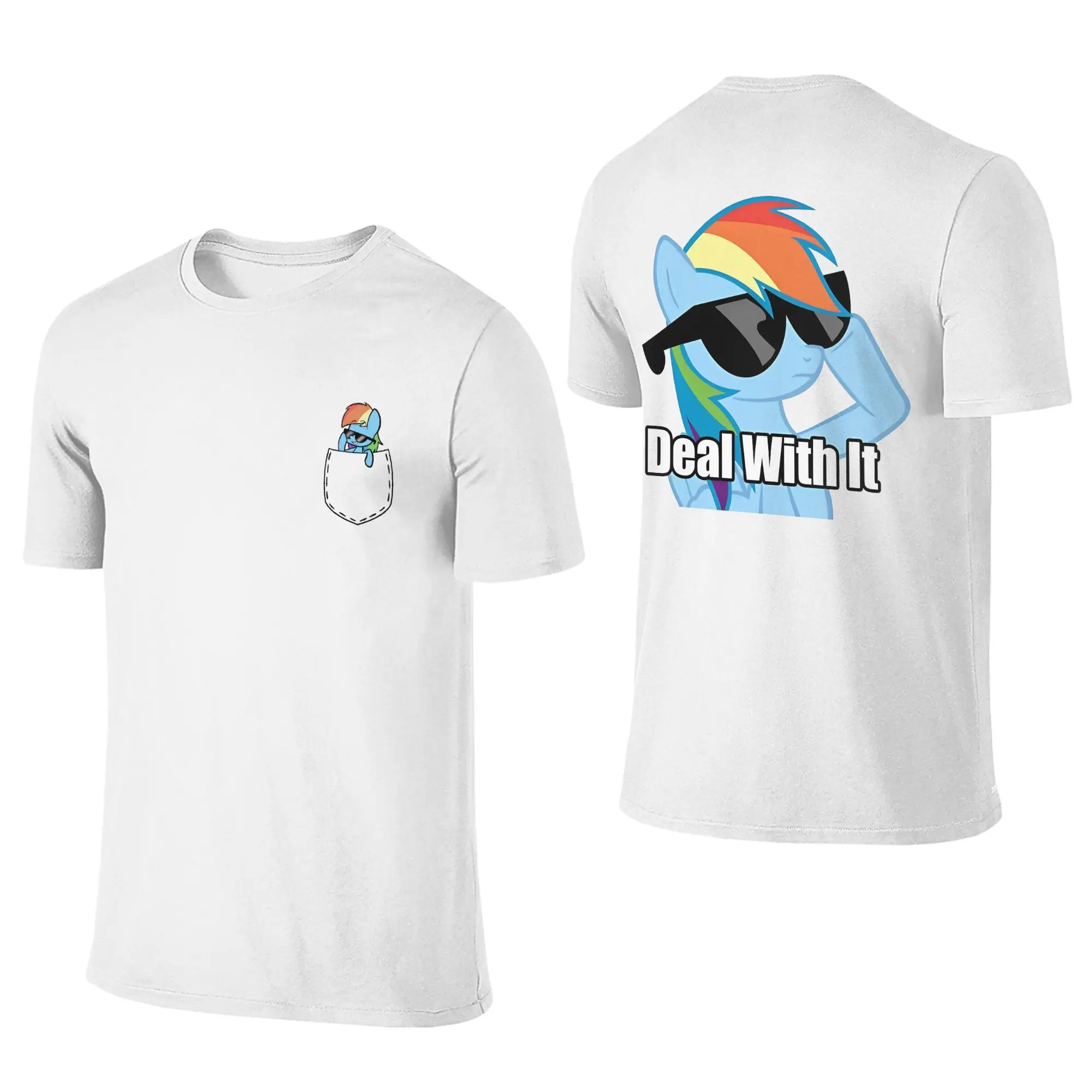 Vintage Rainbow Dash T-Shirts for Men Women Round Collar Pure Cotton T Shirts Ponies friendship is magic Tee Shirt Printing Tops