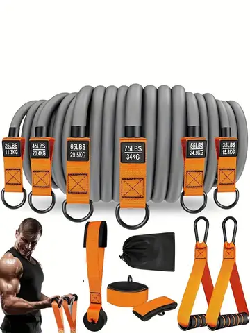 Resistance Strap with Handle: Used for Muscle Training, Strength Building, Body Shaping, Yoga, Home Fitness Equipment - Natural