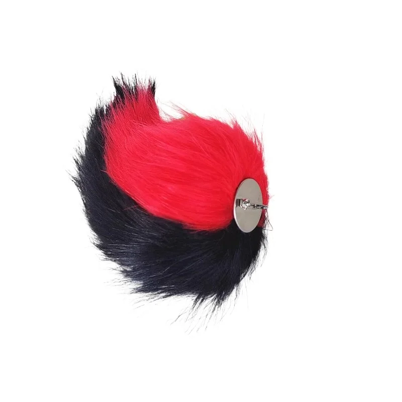 Anime Radio Demon Tail Cosplay Alastor Props Red Black Faux Fur Tails Plush Fox Cat Halloween Accessories