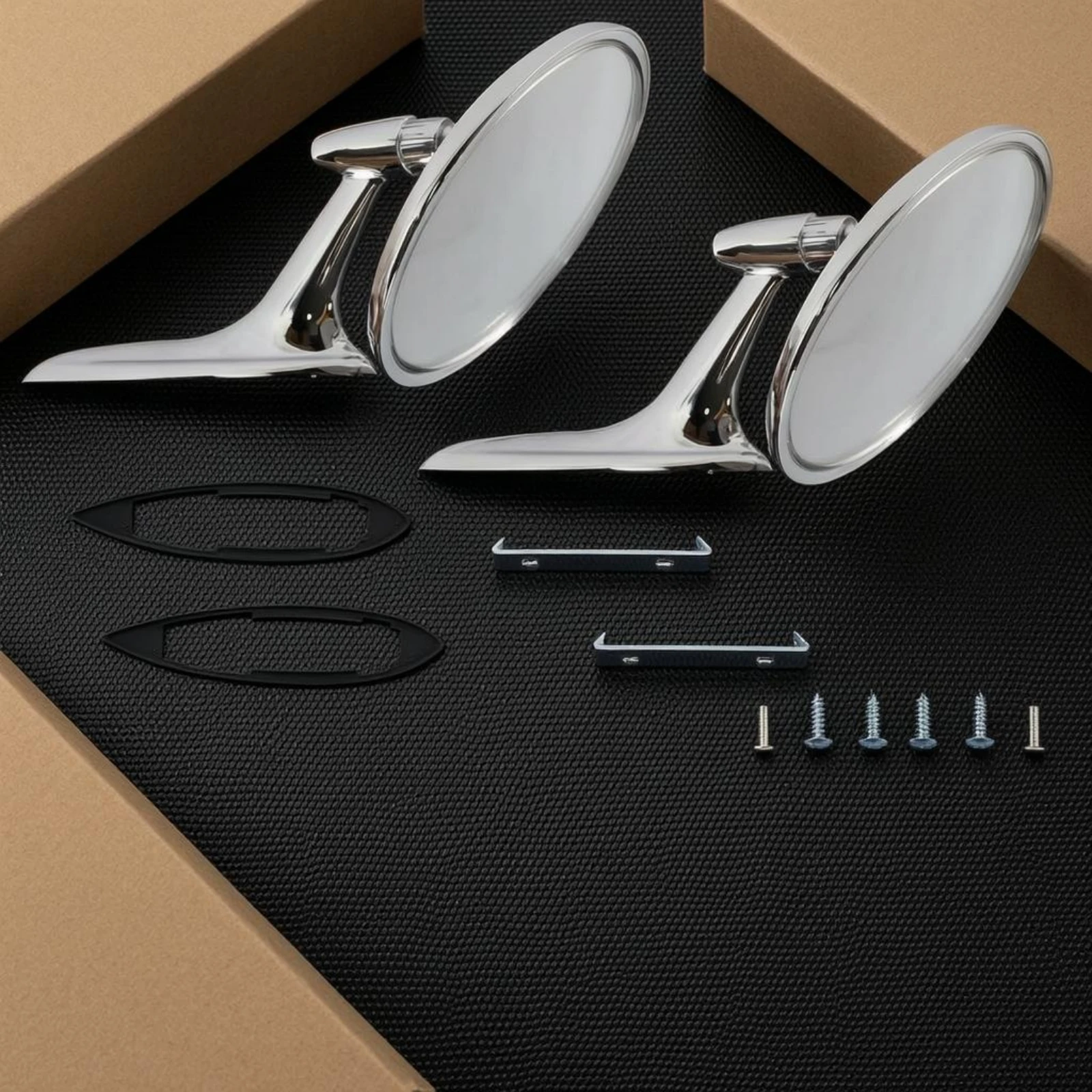 

Vintage Car Rearview Mirrors Polished Silver Vintage Round Car Mirror Auto Part Easy Installation