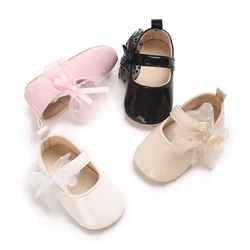 0-18M pizzo fiocco Mary Jane primavera scarpe da bambino PU suola morbida antiscivolo scarpe da neonata primi camminatori principessa Bowknot Baby Prewalke