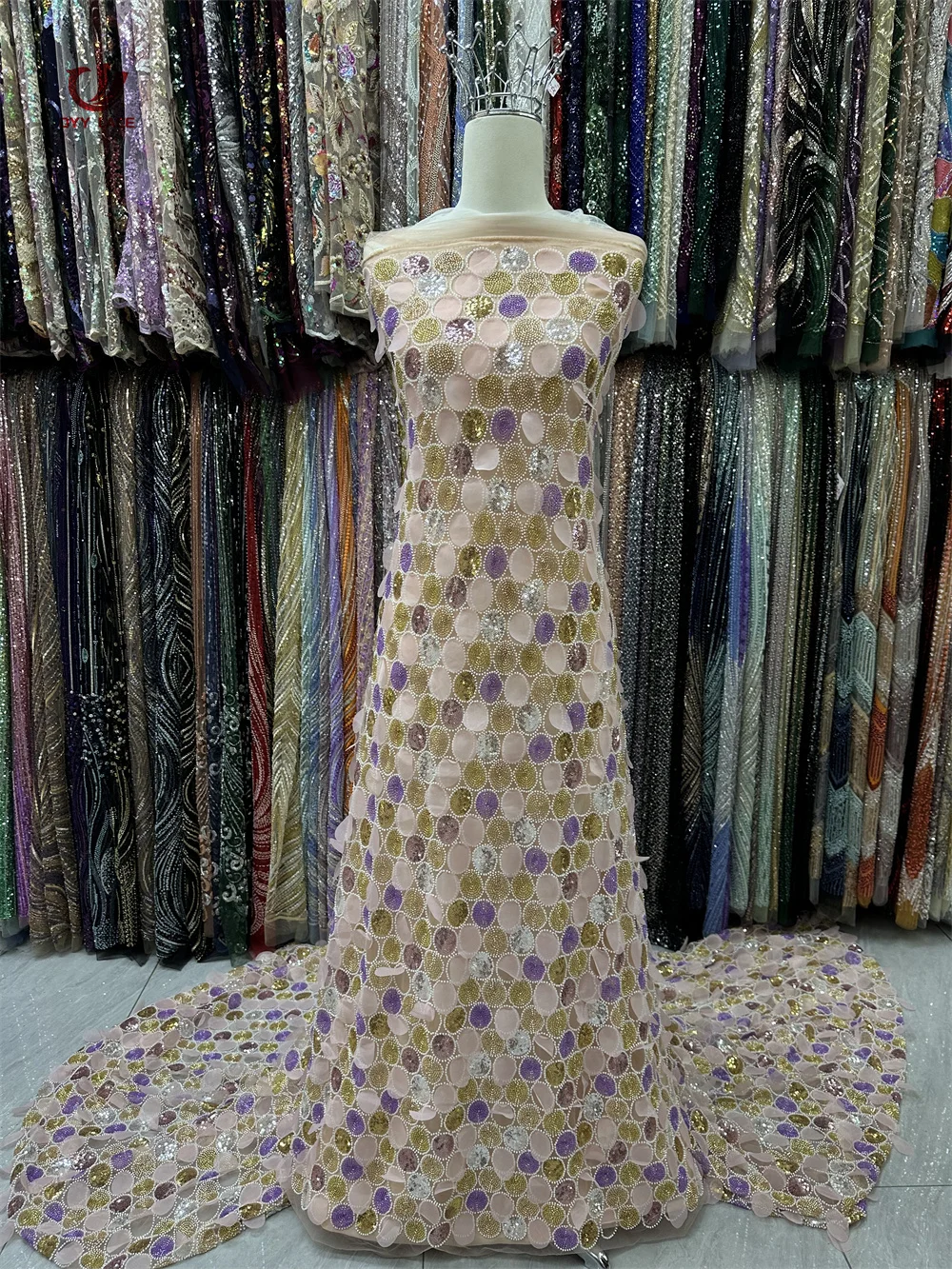 

2025 Высокое качество, африканская кружевная ткань ручной работы для жениха, шитье, блестки, вышивка, нигерийская кружевная ткань, женское свадебное платье