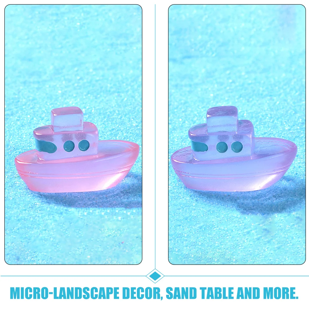 12 Pcs Miniatures Micro Landscape Cruise Glow The Dark Boats Decorations Resin Craft Luminous House Ornament