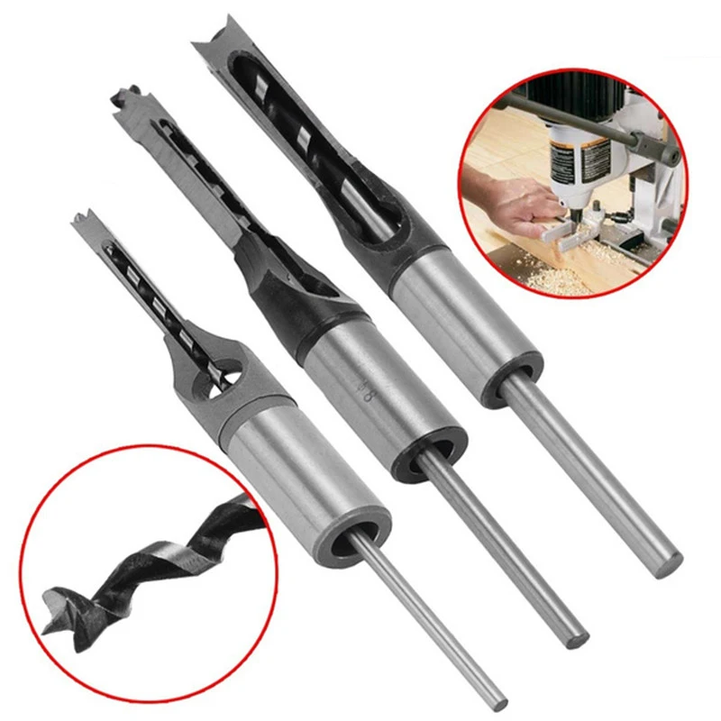 HSS Twist Drill Bits Kit di strumenti per trapano per la lavorazione del legno Set di trapano a scalpello per mortasatura a coclea quadrata sega