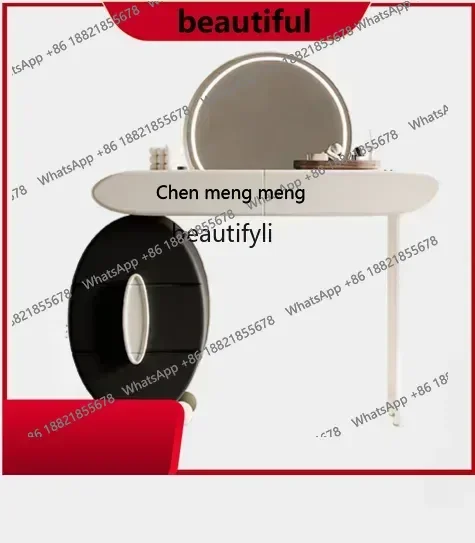

Italian Style Light Luxury Cream Style Dressing Table Makeup Mirror Locker Integrated Bedroom Storage Cabinet Simple Stylehy H