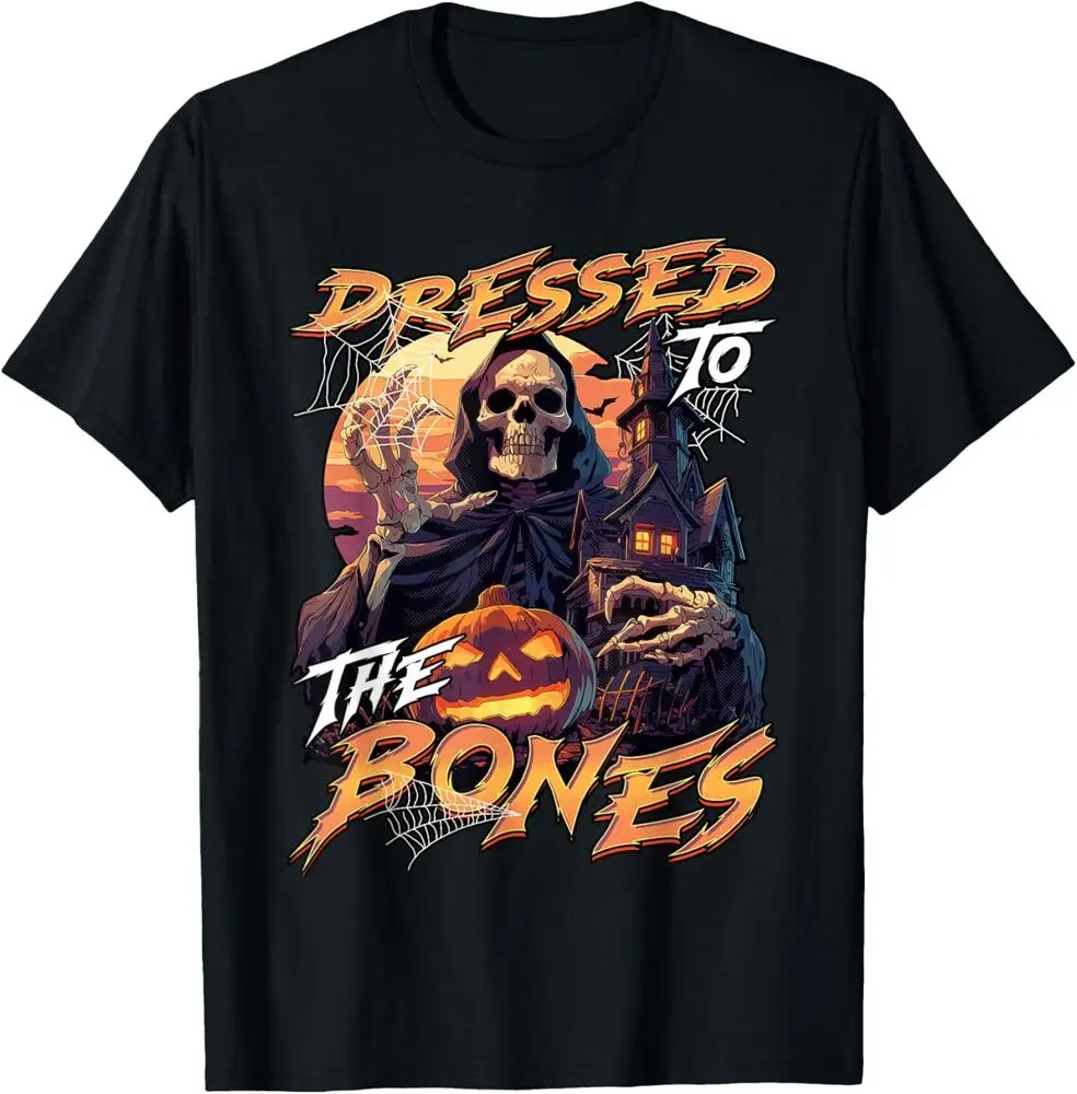 

Skeleton and Pumpkin Halloween Costume Funny Spooky Skull T-Shirt