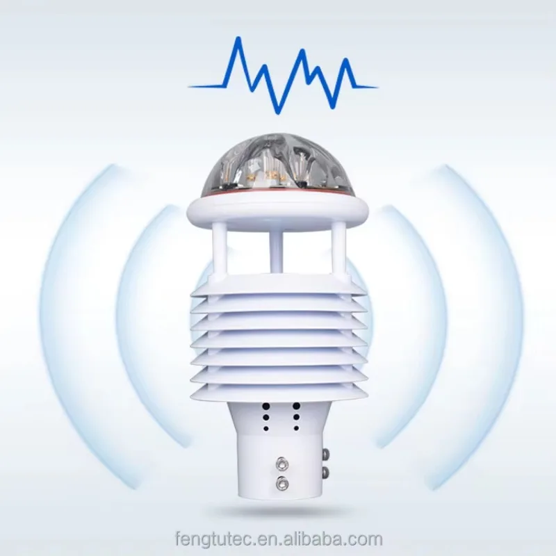 10 Elements Automatic Ultrasonic Weather Station Sensor RS485 Wind Temperature Humidity Pressure Rainfall Illuminance Noise PM