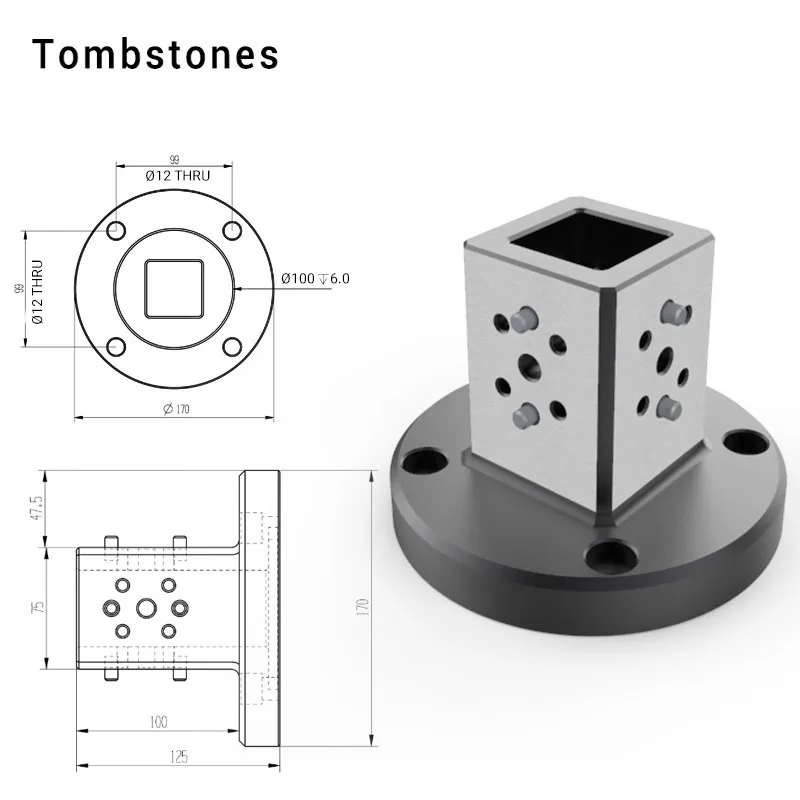 Lápide de aço CNC de precisão com coluna de ferramentas redonda - Dispositivo de usinagem multifacetado