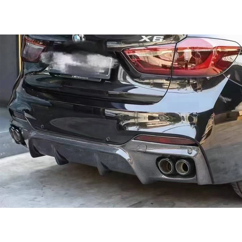 

For BMW X6 F16 2015-2018 Carbon Fiber Rear Diffuser Lip Spoiler Car Rear Lip Bumper Splitter Auto Parts Body Kits