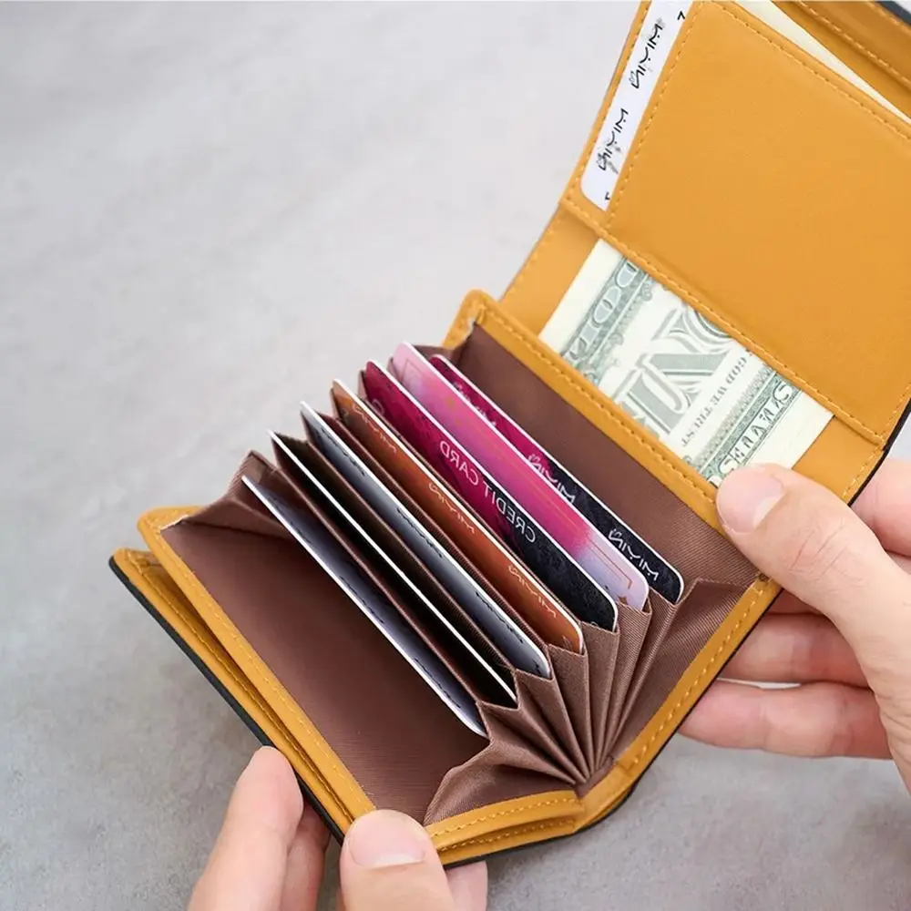 

Мужской короткий кошелек-портмоне Tri-Fold из искусственной кожи, однотонный, с отделениями для карт и монет, многофункциональный, для повседневного использования