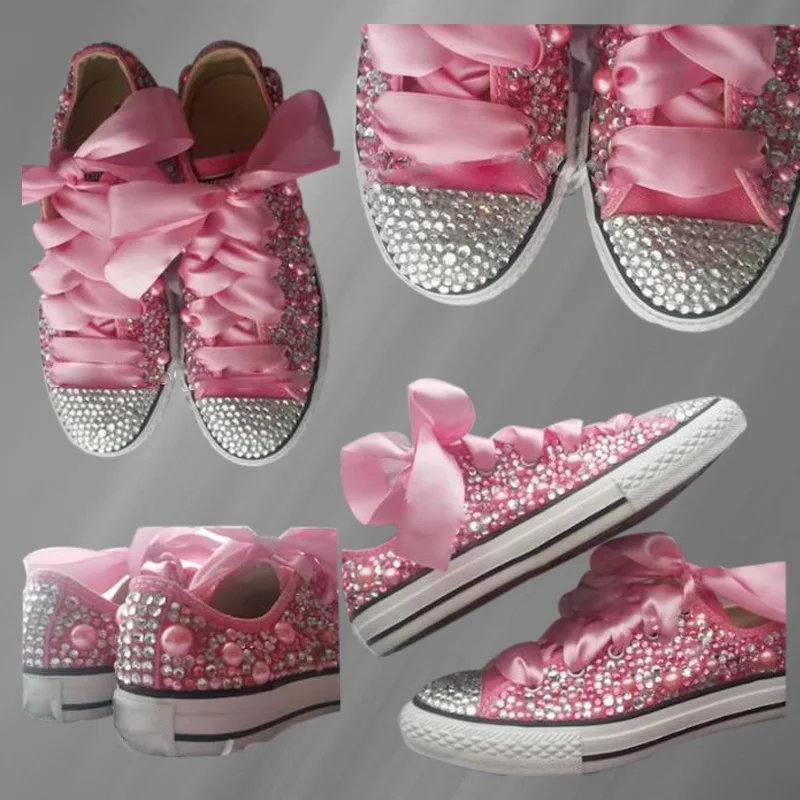 Fashion fashion handmade personalized pink pearl rhinestones design feeling ribbon comfortable parent-child board shoes