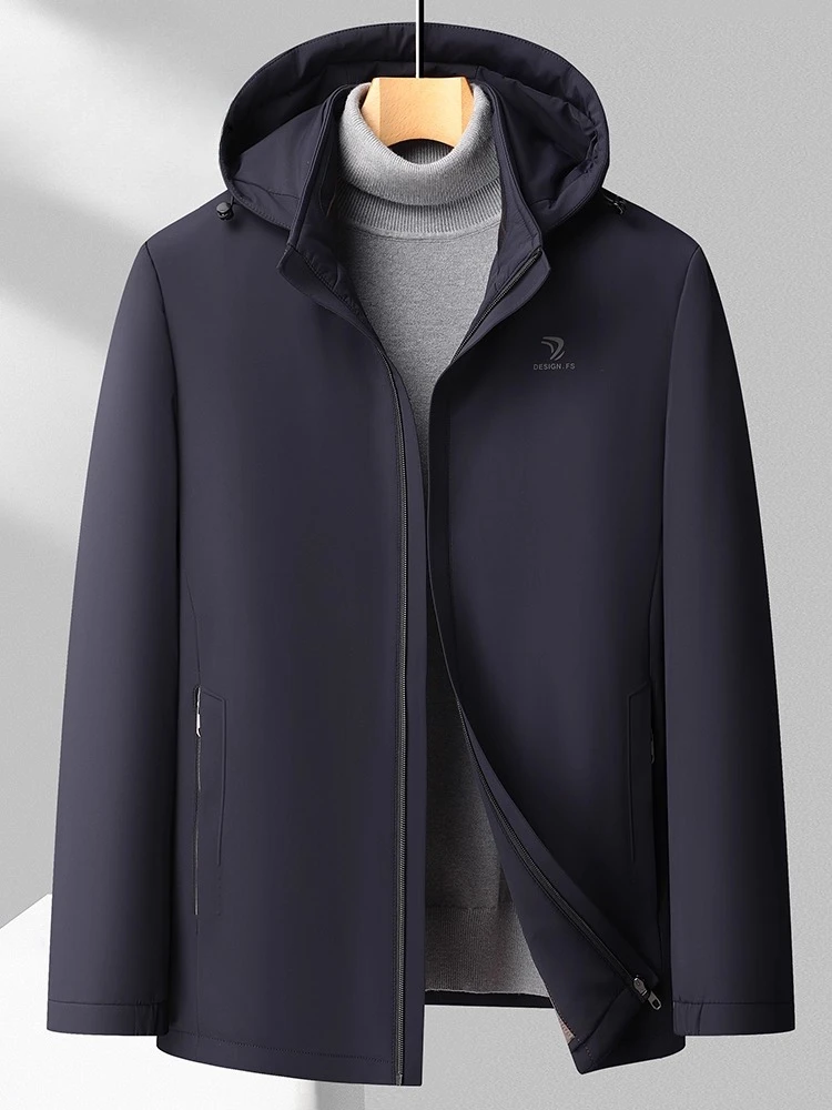 QYLVAWOY 100% Polyester Men's Winter Casual Warm Cotton Jacket Middle-Aged Winter Cotton Coat Solid Color Top Outerwear LJ2148